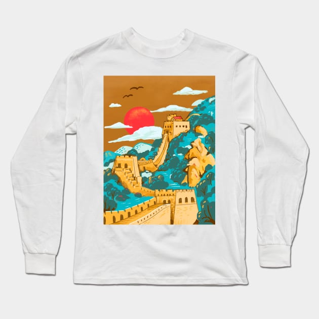 Great Wall of China by Cindy Rose Studio Long Sleeve T-Shirt by cindyrosestudio